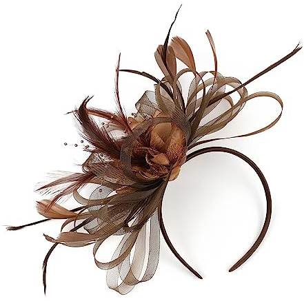 LJRPUPY Women’s Feather Fascinators Tea Hat Mesh Net Veil Party Wedding Prom Church Hats Flower with Clip Hairband