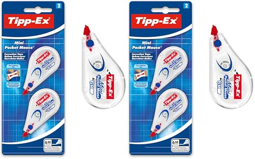 Tipp-Ex Mini Pocket Mouse Rubans Correcteurs - 6 m x 5 mm, Parfait pour l'Ecole et au Bureau, Blister de 2 (Lot de 2)