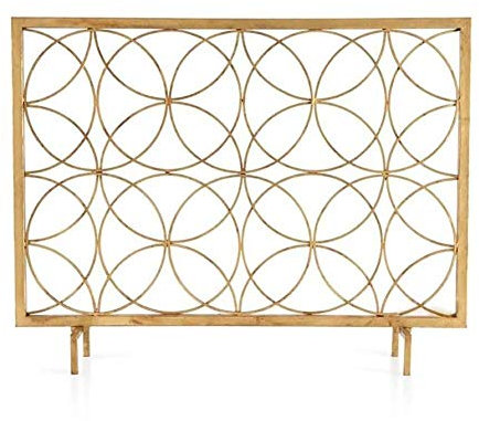JUNNIU Funkenschutz für Kamine, goldenes Schmiedeeisen-Kamingitter, dekoratives Netz, Einteilige, freistehende Funkenschutzabdeckung für Kaminzubehör Decoration
