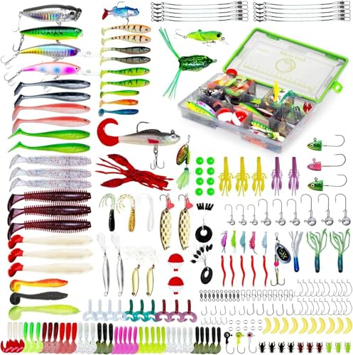 Oystern 232PCS Fishing Kit - Tackle Box with Lures, Spinner Baits, Bait, Bass & Trout Lures, Accessories & Gear
