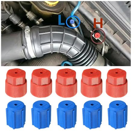 JNNJ 10 Piezas Tapas Aire Acondicionado Coche, Universales Tapas Válvula Aire Acondicionado, Tapas Del Puerto De Carga Del Sistema De CA, Tapa para Puertos Carga del Sistema Aire Acondicionado AC