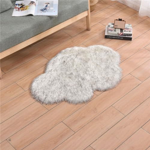 Treer Morbido Tappeto Salotto Pelo Corto Moderno Forma di Nuvola Tappeti per Soggiorno Anti Scivolo Tappeti per Interni Tappeti,Adatto per Divano Camera da Letto Home Decor (60x120cm,Bianco Grigio)