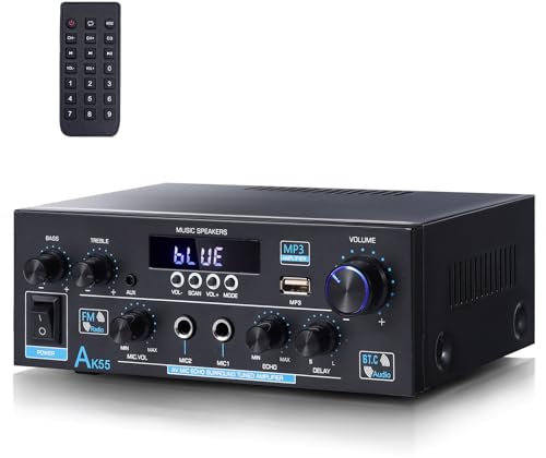 AK55 HiFi-Verstärker Stereo Amplifier Bluetooth 5.0 Power Amplifier 2 Kanal Verstärker 70W X 2 Audio Verstärker Receiver Digital Amplifier Endstufe mit USB, SD, RCA für Zuhause oder Auto