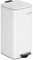 SONGMICS Cubo de Basura, Basurero de 30 L, de Cocina de Acero Inoxidable, con Cubeta Interior, Cierre Suave y Permanece Abierto, Blanco Nube LTB593W02