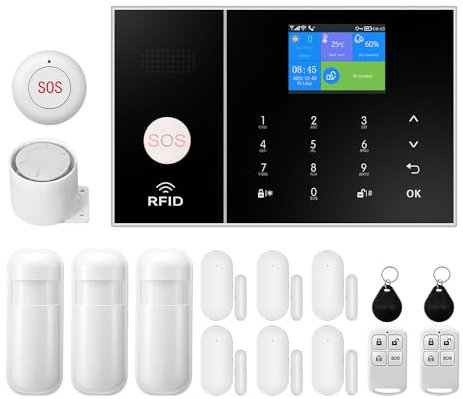 XNY WiFi Home Alarm System, Wireless Burglar Alarm System for Home Security with APP Alert, 16-Piece-Kit (Motion Detector, Door Window Sensor, Remote, Siren) Compatible with Alexa and Google Assistant