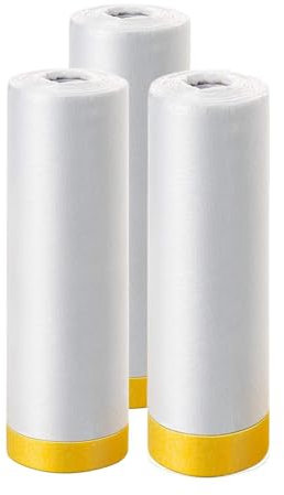 ARCEFT 3 Rollen verschiedener Kunststofffolien, Pre-Tape-Abdeckfolie, transparentes Abdeckpapier für Auto-Sprühlack, zum Abdecken von Malerbedarf, mehrere Größen zur Auswahl 1.1m White