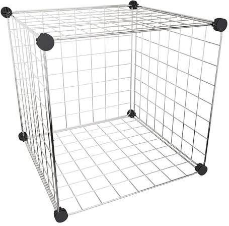 Aigentlich Drahtwürfel-Regal 1 Fach Madrid, Chrom 38,5x38,5cm | Drahtwürfel Metall Verkaufsregal Verkaufswand Schaufensterregal Büroregal Steckgittersystem erweiterbar, einfacher Aufbau