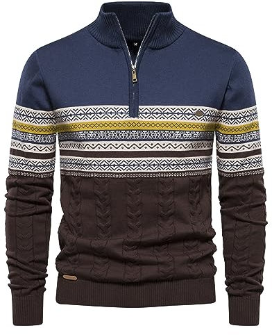 Winter Pullover für Damen, Winter Pullover Herren Warm Herbst/Winter, Norweger Pullover Strickpullover Outdoor Winterpullover Weihnachtspullover Troyer Große Größen Pullover & Strickjacken