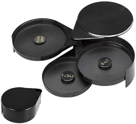 Bar Salt and Sugar Rimmer,Black Margarita Salt Dish with 3 Tiers - Bar Glass Rimmer, Drink Rimmer Tray, Bartender Tools for Bar Party Cocktails Margaritas
