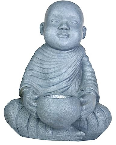 Yardenfun Solarbetriebene Gartenstatue Mönch Dekorative Hofleuchte Außenlampe für