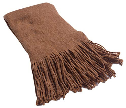 XINCXIN Winter-Strickschal, dicker, warmer langer Schal aus Kunstwolle, einfarbig, mit Quasten, übergroßer Schal(Pink)