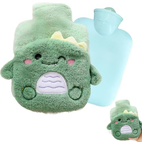 KBIBCK Borsa Acqua Calda, Borsa dell'Acqua Calda, 400ML Borsa Acqua Calda Peluche, Borsa dell'acqua Calda Gomma con Morbido Peluche Scaldamani, Rapido Sollievo dal Dolore e Comfort