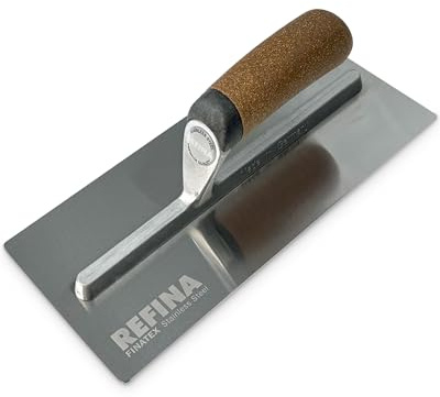 REFINA FINATEX-1 Laying On Plastering Trowel - 11 x 4.75 (280 x 120mm) Plasterers w/ 0.65mm Durable Stainless Steel Blade & Ergonomic Handle - Applying, Smoothing & Finishing Trowel