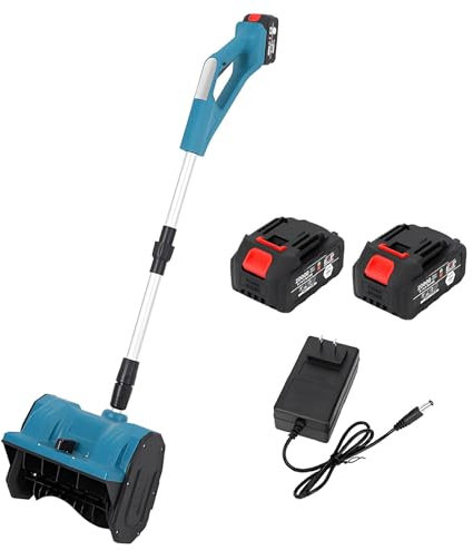 Pelle à Neige Électrique, Pelle à Neige Légère sans Fil avec Poignée Réglable, Souffleuse à Neige Alimentée par Batterie pour Le Déneigement des Allées en Hiver(Two Batteries)