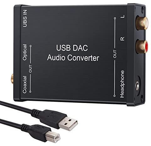 Qusedwey USB to SPDIF Coaxial and 3.5mm Headphone Jack Converter USB Optical Audio Adapter USB PCM for