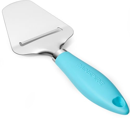 Rainspire Upgraded Non-Stick Cheese Slicers for Block Cheese Multi-Functional Cheese Cutter for Mozzarella, Cheddar, Gruyere Charcuterie Accessories Dishwasher Safe Kitchen Tools, Blue