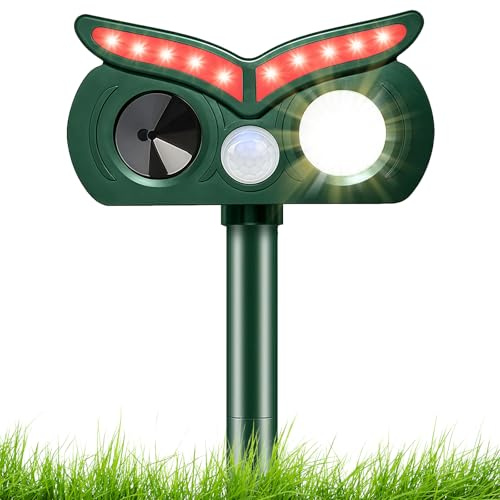 Solar Cat Repellent for Gardens UK, Ultrasonic Animal Repeller, Repellent Cat Deterrents with Motion Sensor and LED Flash for Farm Dogs Birds Squirrels Deterren Waterproof