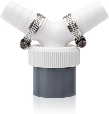 Raccordo scarico lavatrice Doppio Attacco Raccordo Scarico per Lavatrice e Lavastoviglie con Ingresso Ø 18-24 mm e Uscita Ø 40 mm con Set di 2 Pz Fascette Metalliche