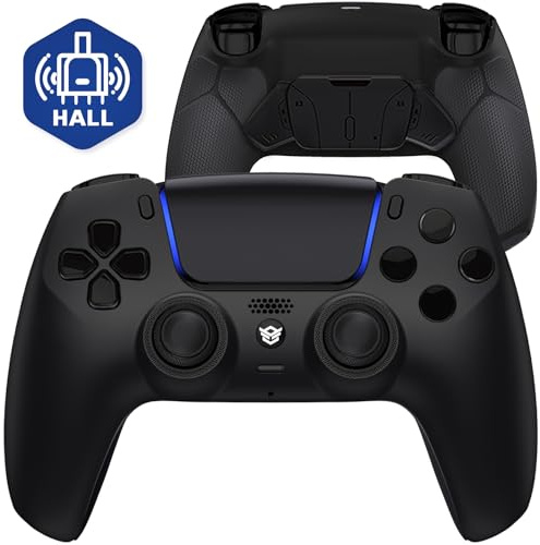 HEXGAMING RIVAL PRO Hall Effect Wireless Controller Compatible with ps5-4 Back Buttons, Mouse-Click Hair Triggers, Interchangeable Thumbsticks - Black