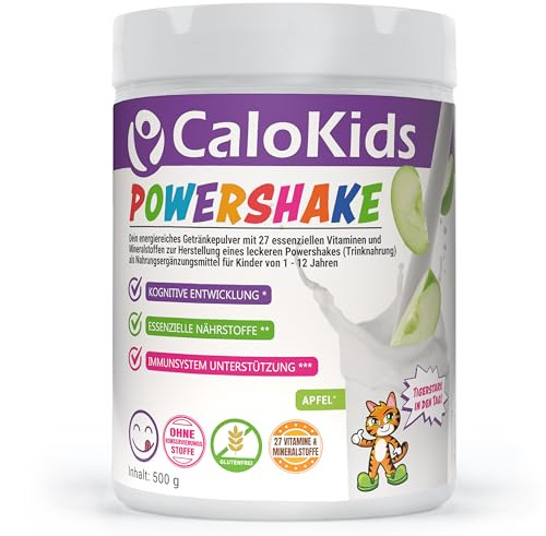 Beber Alimentos Niños Powershake Suplemento Dietético para Niños de 1-12 Años | 27 Vitaminas Minerales y Proteínas para apoyar el Desarrollo del Crecimiento y el Sistema Inmunológico | CaloKids (500 g