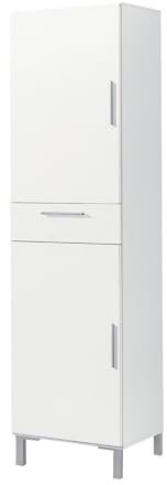 Buyqualia - Armario Auxiliar Multiusos - 2 Puertas y 1 cajón - Blanco - 188x41x35 cm