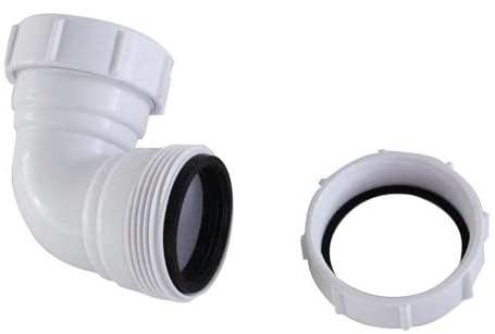 Pipe Connector 40mm PVC Pipe Adapter Bath Waste Pipe Joiner Waste Compression Fittings for Bath, Kitchen Sink, Shower Tray and so on (Right Angle 40mm)