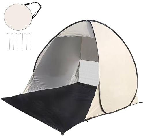 Pop Up Strandmuschel mit UV 50+ Schutz, 2-3 Personen Sonnenschutz Wasserdichtes Strandzelt, Tragbarer Wurfzelt Strand Muschel koffertauglich kleines Packmaß für Strand Garten Camping (Grau)