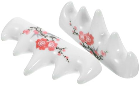 HORIALENCE 2 Pcs Ceramic Calligraphy Brush Pen Holder Multi-functional Chinese Brush Rack for Painting and Writing Art Random Pattern