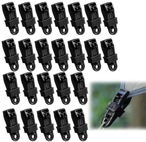 Oiieco Set med 24 stycken presenningsklämmor, stark presenningsfästklämmor och tältspännare, fästklämmor för camping, klämmor för solsegel, markisklämmor, förtält tillbehör