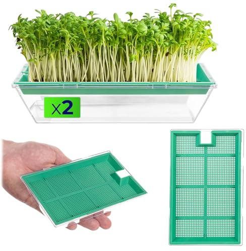 KADAX 2er Set Keimschale, Anzuchtschale für Sprossen, Kressesieb aus Kunststoff, Kresseschale, Sprossenschale, Keimschalen, Kresse Anzuchtschalen (Klein)