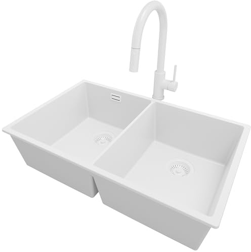PRIMAGRAN Lavandino sottotop al Mobile 80cm + Rubinetto, 76x47cm