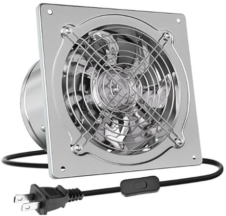 HUIZHITENGDA 6inch,110V, Ventilatore da Garage a Basso Rumore da 4 Pollici/6 Pollici, Ventilatore da Parete per Finestra di Cucina e Bagno, Ventilatore Estrattore per Ventilazione (Nero)
