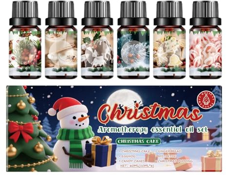 Natürlich Ätherische Öle Set Für Diffuser 6 Flakons, Weihnachts Aromaöle Set, Winter Duftöl Für Öl Diffuser, Parfümöl Geschenkset Zu SPA – Weihnachtsbaum, Mistelzweig, Feiertags-Geschenkset,Herren