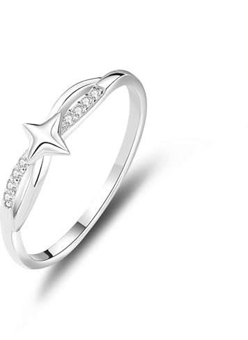 Stfery Stern Diamantring Platin, Partnerringe Damen Echt Gold Gr.54 (17.2)
