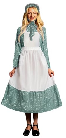 Generisch Kostüm Erwachsene Kleid Cosplay Kostüm Mittelalter Elegantes Karneval Outfit Bühnenauftritt Gothic Lolita Kleid für Frauen Green L