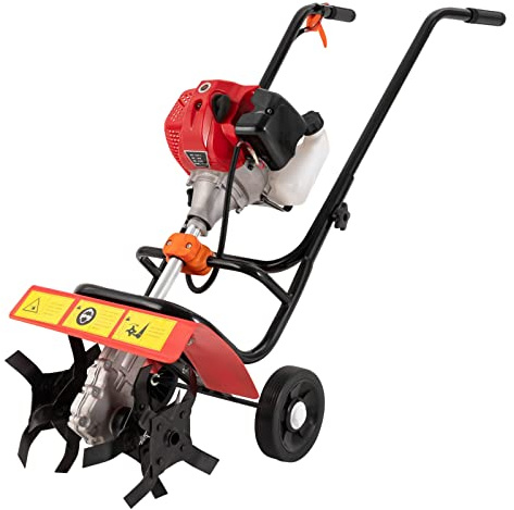 Fresa da giardino a benzina, a 2 tempi, per attrezzi da giardino, fresa a terra, larghezza del terreno lavorata 36 cm e profondità del terreno 5 – 10 cm, per aratura e diserbo