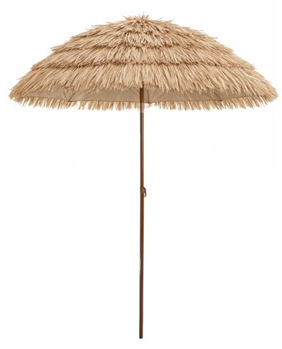 GreenWhim Tiki Thatched Patio Umbrella Tropical Garden Parasol with Tilt Function Straw Effect Outdoor Sun Shade for Patio Balcony Poolside Beach Decor (D: 145cm)