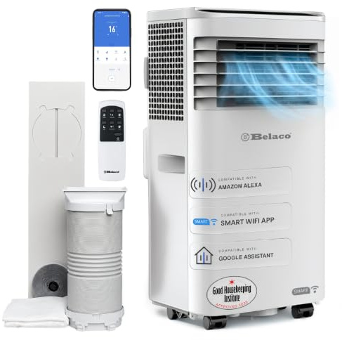 Belaco 9000 BTU Air Conditioning Unit – Smart WiFi Connectivity | 3-in-1 Portable Air Conditioner with Cooling, Fan & Dehumidifier, Window Kit Included, Good Housekeeping Institute Approved