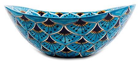 Cerames Azura – Talavera mexikansk tvättställ tvättställ 46 x 38 x 15 cm | Tvättfat från Mexiko för badrum, rustikt kök