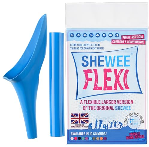 SHEWEE Flexi – den ursprungliga kvinnliga urinoen – tillverkad i Storbritannien – återanvändbar, flexibel och bärbar urineringsenhet. Festival, camping, bil, vandring nödvändigheter för kvinnor. Stå