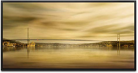 Istanbul Brücke ca. 130x70cm Wandbild inklusive Schattenfugenrahmen schwarz - Panorama Leinwand Bild XXL Format Wandbilder Wohnzimmer Wohnung Deko Kunstdrucke