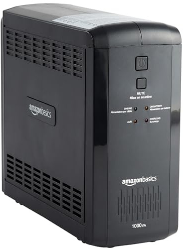 Amazon Basics UPS Battery Backup & Surge Protector, 1000VA/550W, 9 Outlets, Line Interactive Uninterruptible Power Supply with AVR Sinewave Technology, Black