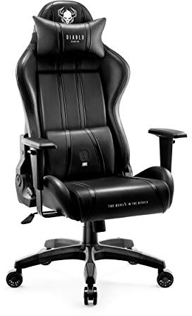 DIABLO Sedia Gaming Ergonomica X-One 2.0 | Poltrona Gaming con Braccioli Regolabili, Supporto Lombare, Funzione di Inclinazione | Sedia Gamer, Gaming Chair 136 kg | Normal (L) | Nero