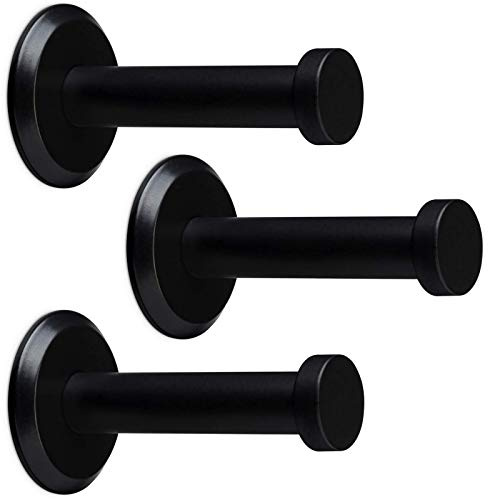 SOTECH 3 Stück Garderobenhaken TALEA echt Edelstahl massiv schwarz matt | Ø 10 / 15 mm Länge 50 mm Gesamtlänge 53 mm mit Platte Garderobe Kleiderhaken