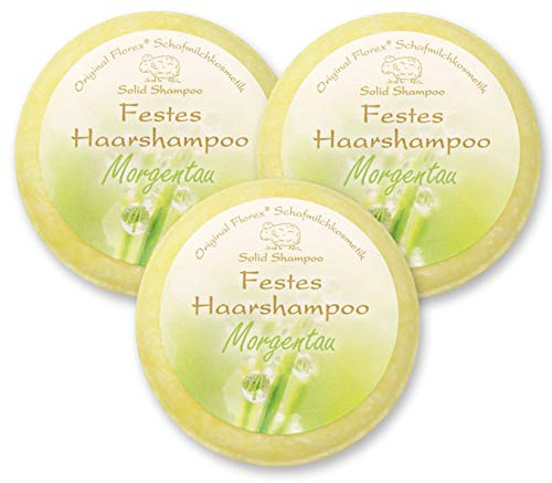 Festes Haarshampoo 3x58g, Morgentau mit Schafmilch verpackt in Folie