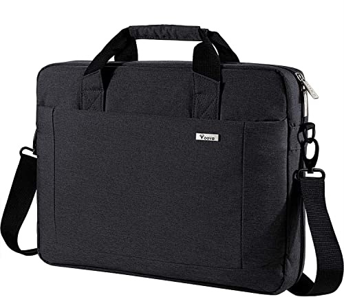 Voova Laptop Bag Case 17 17.3 Inch Computer Sleeve Messenger Bag, Black | Computer Bag MacBook Bag with Shoulder Strap Expandable Waterproof Large Capacity Business Briefcase for Travel, Men Women