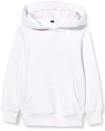 Build Your Brand sweatshirt med huva för män, Vit, 146-152
