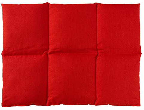 Coussin aux graines de lin 40x30 - Bouillotte sèche - Coussin thermique - Compresse froide (6 compartiments; Design: rouge)