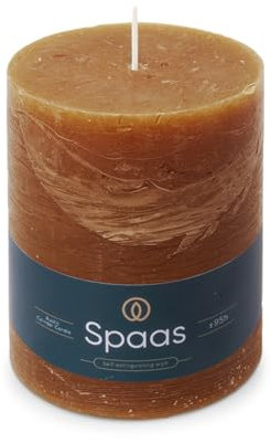 Spaas - Candela pilastro in stile rustico, 100/130 mm, 95 ore, cognac