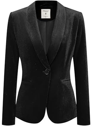 Allegra K Women's Halloween Christmas Office Coat Solid Shawl Collar 1 Button Velvet Blazer X-Large Black